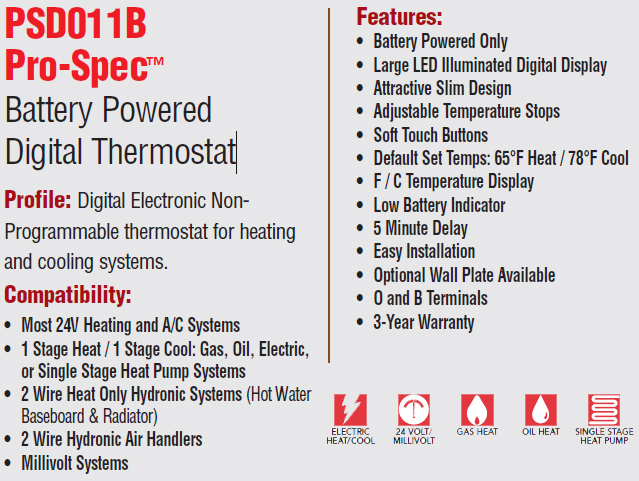 Luxpro Psd011b Pro Spec Battery Powered Digital Thermostat 7165